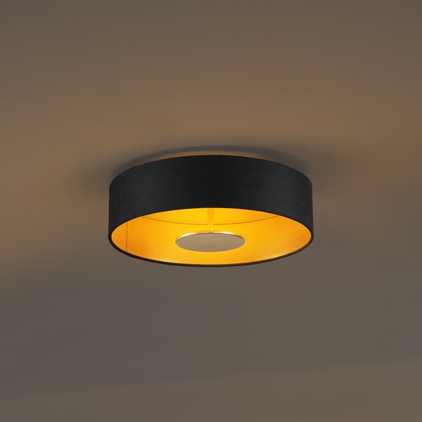 Nowoczesna lampa sufitowa czarny aksamit z LED z 3-stopniowym ściemnianiem - Bredow