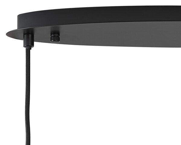 Designerska lampa wisząca czarna z dymionym szkłem owalna 5-punktowa - Mochan