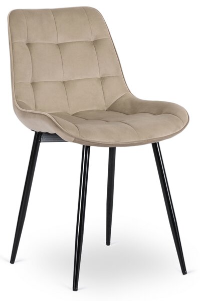 Zestaw Stół Rozkładany SKUBI 120-160 cm Dąb Craft/Czarny i 6 Krzeseł Tapicerowanych CHRIS Beżowych Nowoczesnych
