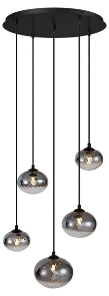 Nowoczesna lampa wisząca czarna z przydymionym szkłem - Jia