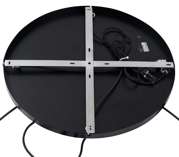 Lampa wisząca Art Deco czarna z okrągłym przydymionym szkłem 4-źródła światła - Bao