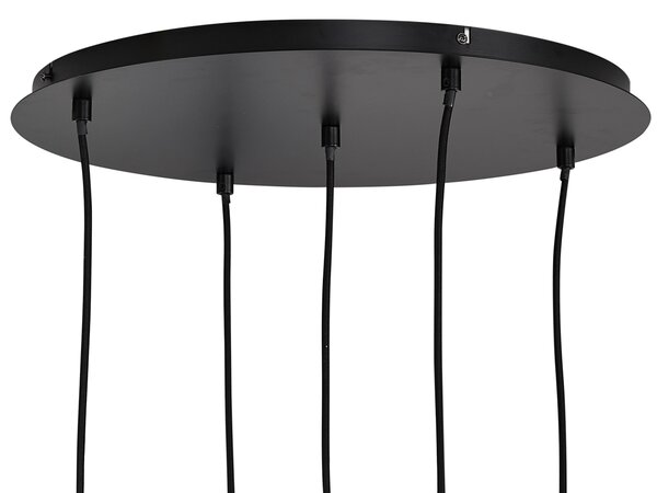 Nowoczesna lampa wisząca czarna z przydymionym szkłem - Jia