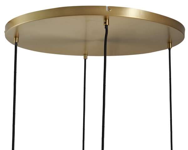 Lampa wisząca brązowa z dymionym bursztynowym i zielonym szkłem okrągła 4-punktowa - Bao