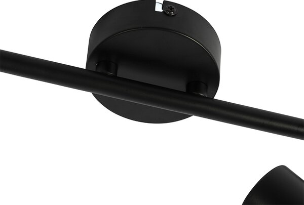 Lampa sufitowa Art Deco czarna z przydymionym szkłem 2-źródła światła - Vidro