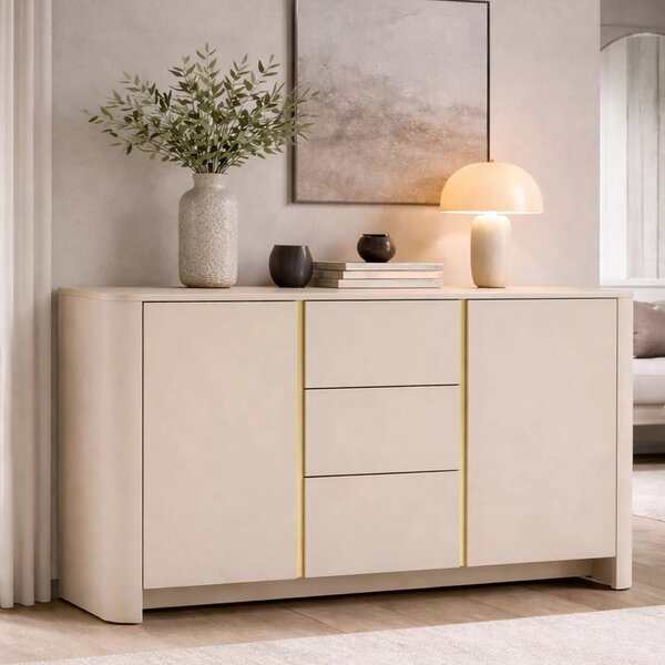 Komoda Sorrenti 168 cm z szufladami - kaszmir / złoty