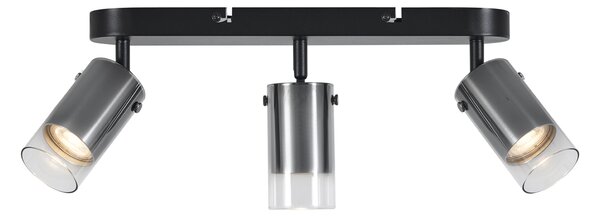 Nowoczesny reflektor sufitowy Gunmetal 3-punktowy obrotowy i regulowany - Drain
