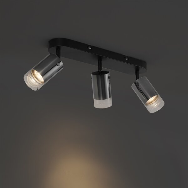 Nowoczesny reflektor sufitowy Gunmetal 3-punktowy obrotowy i regulowany - Drain