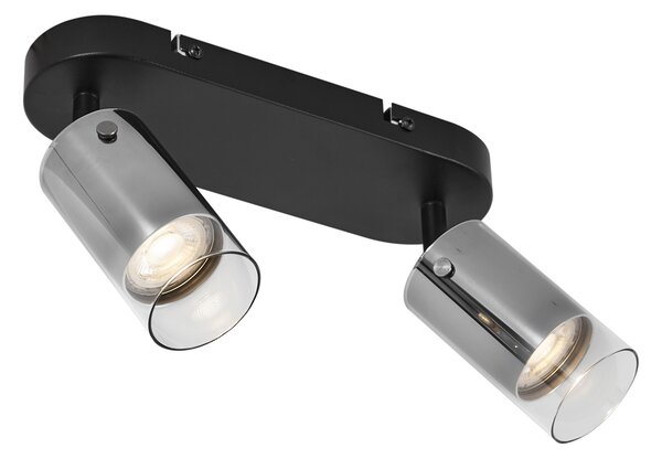 Nowoczesny reflektor sufitowy Gunmetal 2-punktowy obrotowy i regulowany - Drain