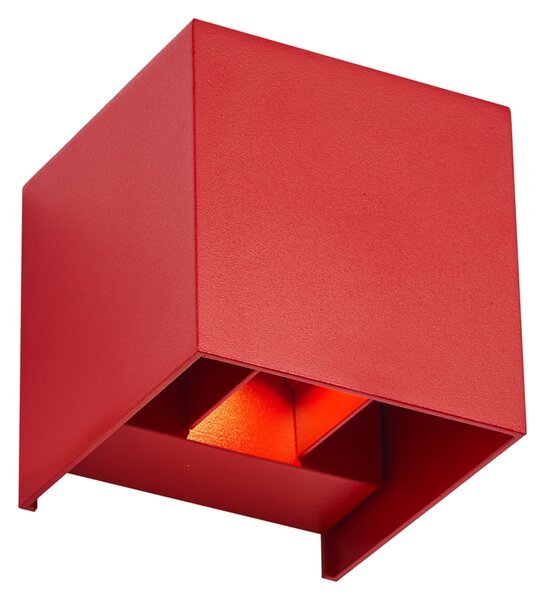 Nowoczesna lampa ścienna zewnętrzna ciemnoczerwona z LED IP54 - Edwin