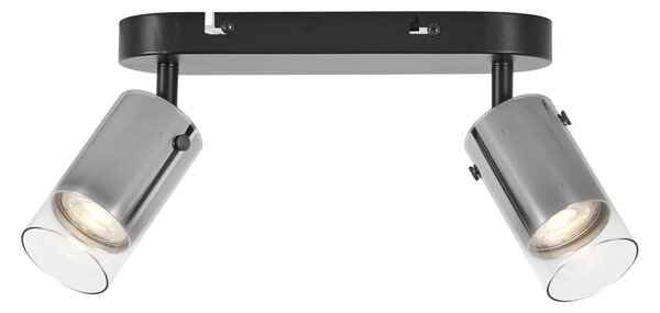 Nowoczesny reflektor sufitowy Gunmetal 2-punktowy obrotowy i regulowany - Drain