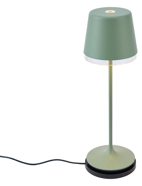 Lampa stołowa zielona z LED IP65, ładowalna ze stacją ładującą - Bass