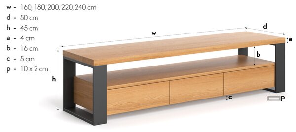 Szafka RTV Horizon drewniana Olcha 180 cm