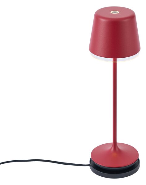 Lampa stołowa czerwona z LED IP65, ładowalna ze stacją ładującą - Treble