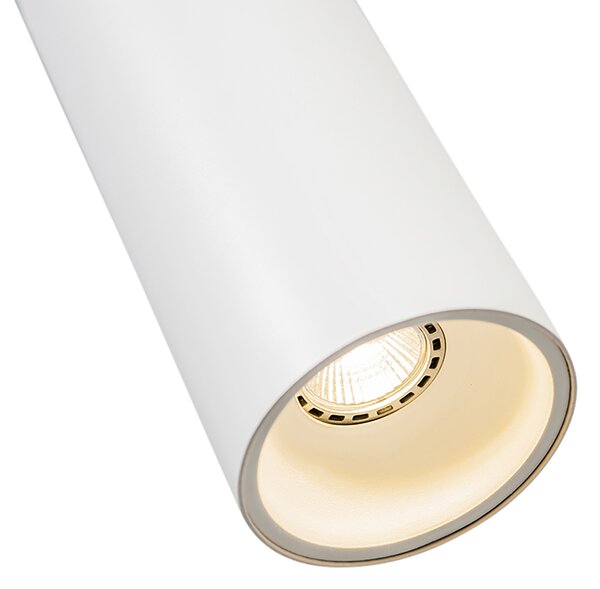 Designerska lampa wisząca biała z adapterem szynowym 1-fazowym - Iconic Tubo