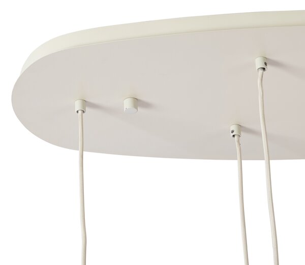 Lampa wisząca Japandi beżowa z materiałowymi kloszami 6-punktowa - Yente
