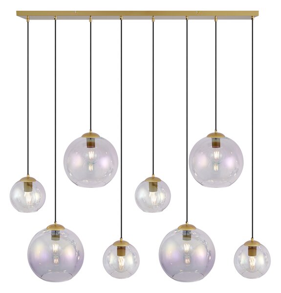 Lampa wisząca w stylu Art Deco złota z tęczowym szkłem 8-źródłowa - Sandra