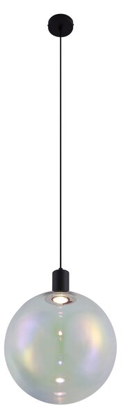Designerska lampa wisząca czarna ze szkłem tęczowym 35 cm - Mallon