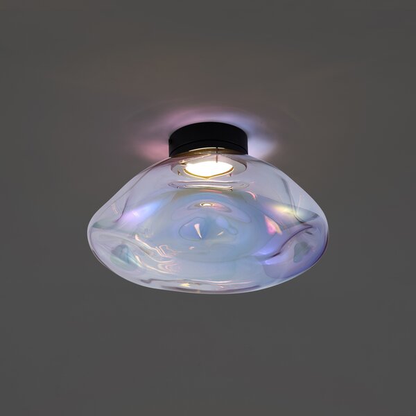 Designerska lampa sufitowa czarna z tęczowym szkłem - Gemma