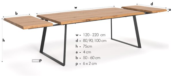 Stół drewniany Delta z dostawkami Buk 140x80 cm Jedna dostawka 50 cm