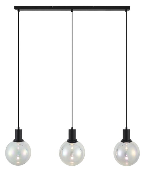 Designerska lampa wisząca czarna z tęczowym szkłem prostokątna 3-źródła światła - Mallon