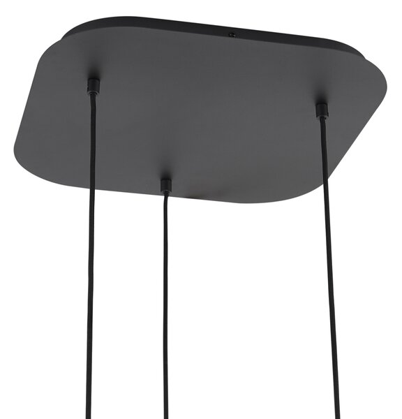Designerska lampa wisząca czarna z przydymionym szkłem 3-punktowa - Gus