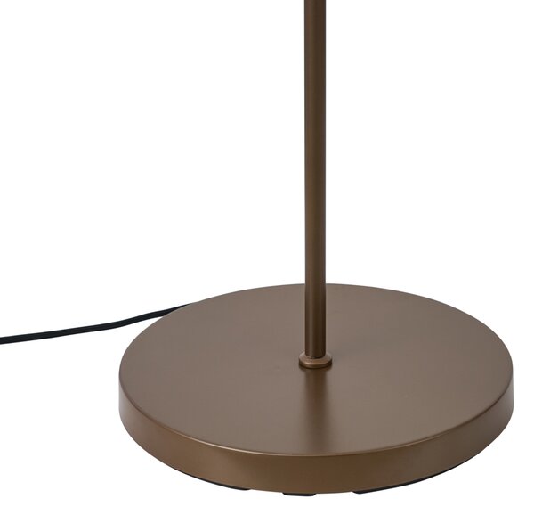 Lampa podłogowa w stylu Hotel Chic ciemny brąz z bursztynowym szkłem 2-źródła światła - Stavelot