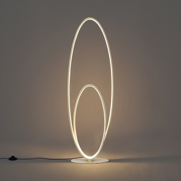 Designerska lampa podłogowa beżowa z wbudowaną diodą LED z 3-stopniową regulacją - Boomerang