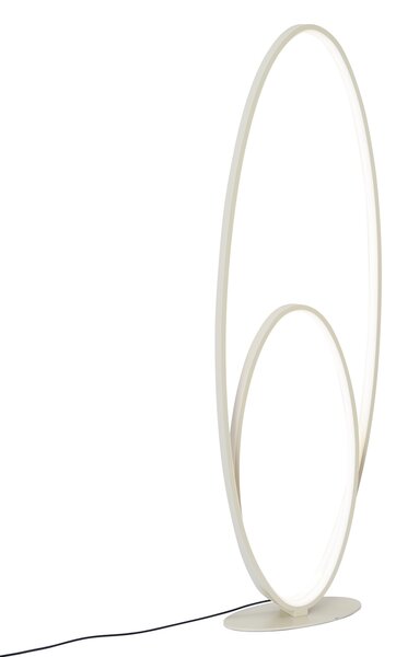 Designerska lampa podłogowa beżowa z wbudowaną diodą LED z 3-stopniową regulacją - Boomerang