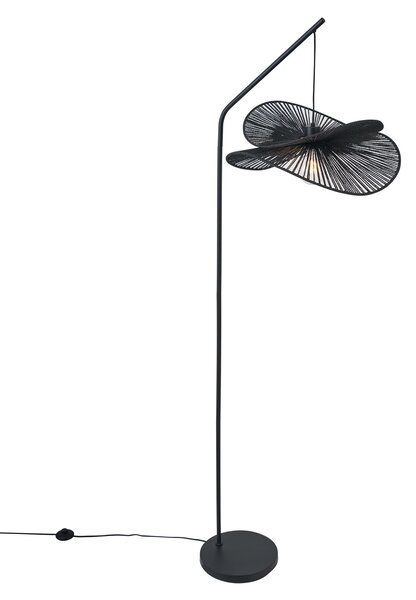 Lampa podłogowa Art Deco czarna z czarnym kloszem - Nest