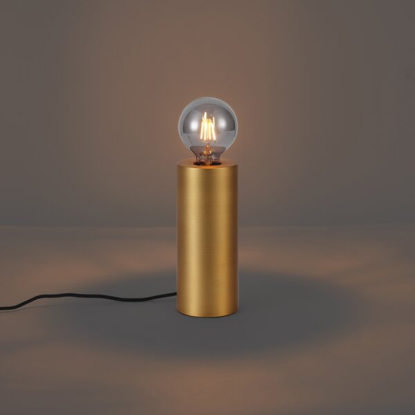 Nowoczesna lampa stołowa mosiężna 24 cm - Cylinder