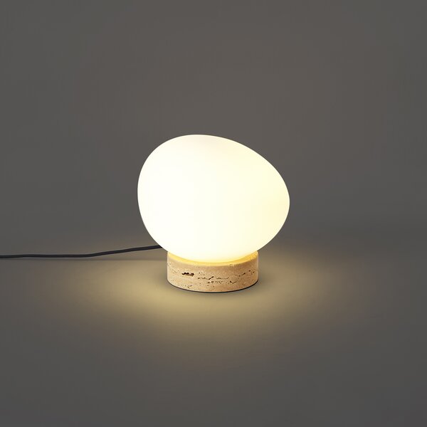 Lampa stołowa Japandi beżowa z opalowym szkłem - Sally