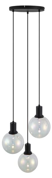 Designerska lampa wisząca czarna z tęczowym szkłem okrągła 3-punktowa - Mallon