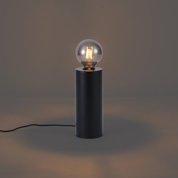 Nowoczesna lampa stołowa czarna 24 cm - Cylinder