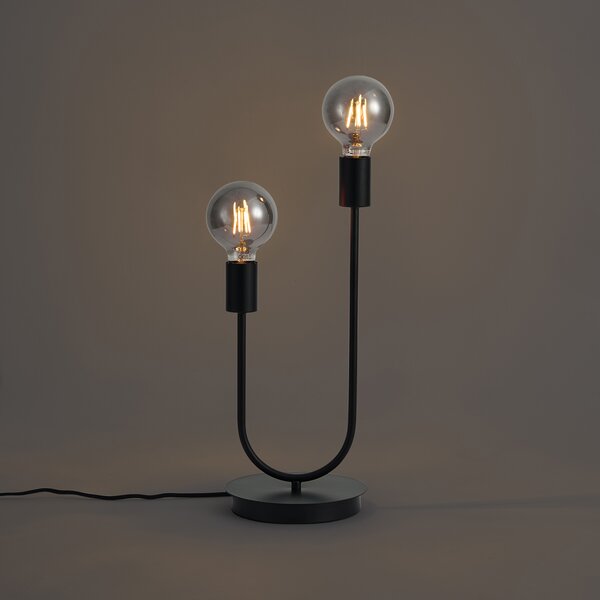 Lampa stołowa Art Deco czarna 2-źródła światła - Tuning