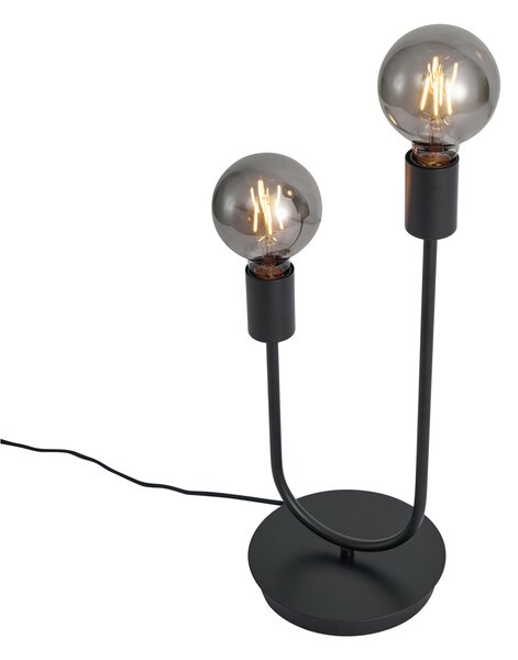 Lampa stołowa Art Deco czarna 2-źródła światła - Tuning