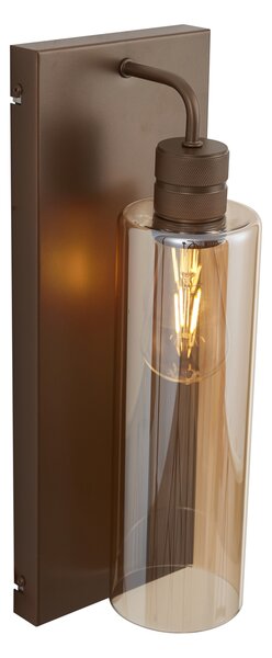 Lampa ścienna w stylu Hotel Chic ciemny brąz z bursztynowym szkłem - Stavelot
