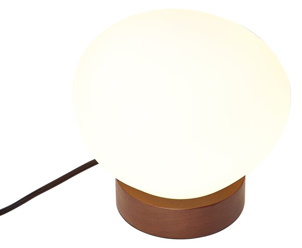 Lampa stołowa Japandi drewniana z opalowym szkłem - Sally