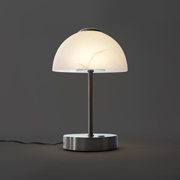 Designerska lampa stołowa stalowa ze szkłem opalowym z możliwością ściemniania LED - Joya