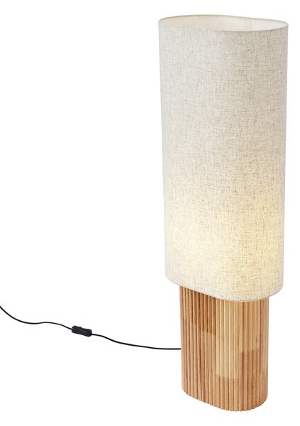 Lampa podłogowa Japandi drewniana z lnianym abażurem 90 cm - Lamel
