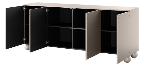 Komoda Sonatia II 200 cm czterodrzwiowa - kaszmir / nogi kule
