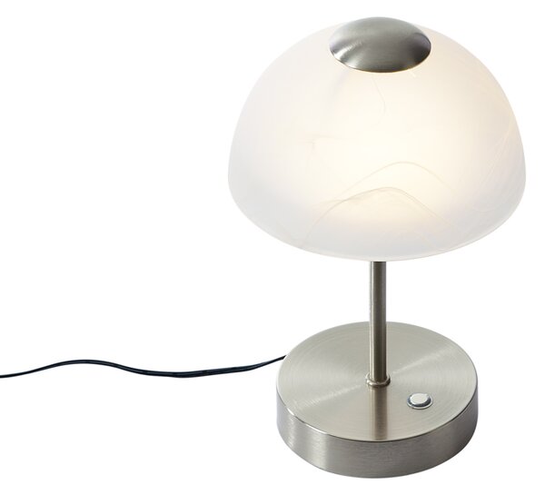 Designerska lampa stołowa stalowa ze szkłem opalowym z możliwością ściemniania LED - Joya
