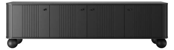 Szafka RTV Vesper 4D 187 cm - czarny / czarne uchwyty / nogi kule
