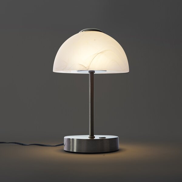 Designerska lampa stołowa stalowa ze szkłem opalowym z możliwością ściemniania LED - Joya