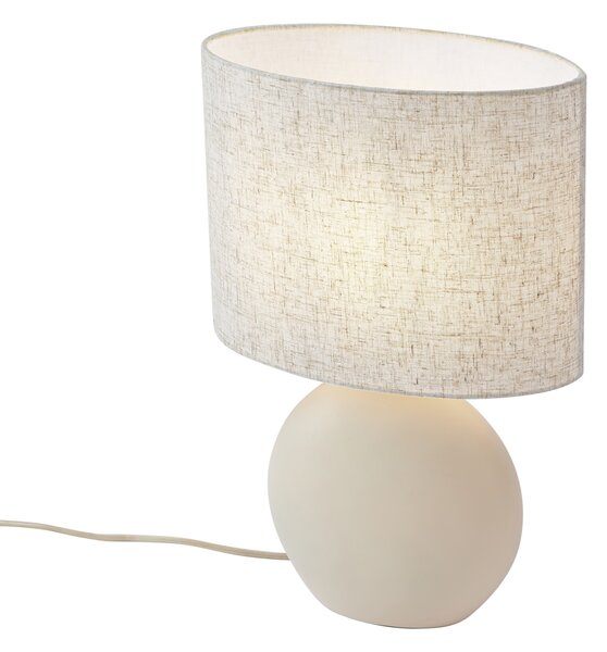 Lampa stołowa Japandi beżowa z lnianym abażurem - Timo