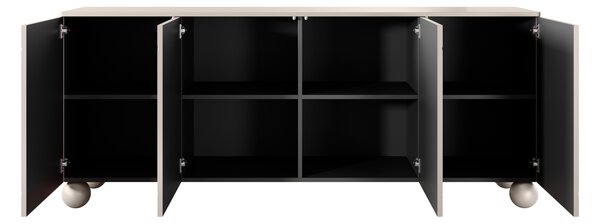 Komoda Sonatia II 200 cm czterodrzwiowa - kaszmir / nogi kule
