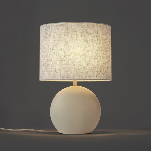 Lampa stołowa Japandi beżowa z lnianym abażurem - Timo