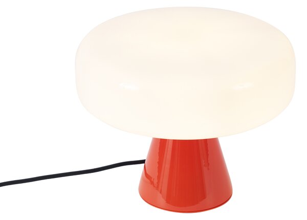 Lampa stołowa w stylu retro czerwona z białym elementem - Knob