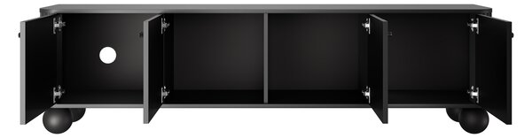 Szafka RTV Vesper 4D 187 cm - czarny / czarne uchwyty / nogi kule
