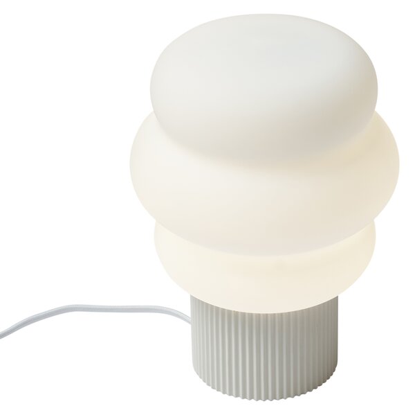 Lampa stołowa Japandi beżowa z opalowym szkłem 18 cm - Kumo