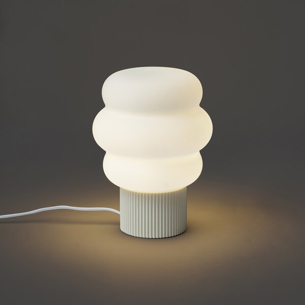 Lampa stołowa Japandi beżowa z opalowym szkłem 18 cm - Kumo